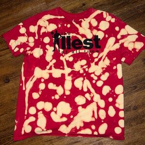 Jordan Illest Of All Time Red Custom Tie Dye Logo Short Sleeve Shirt Size XL